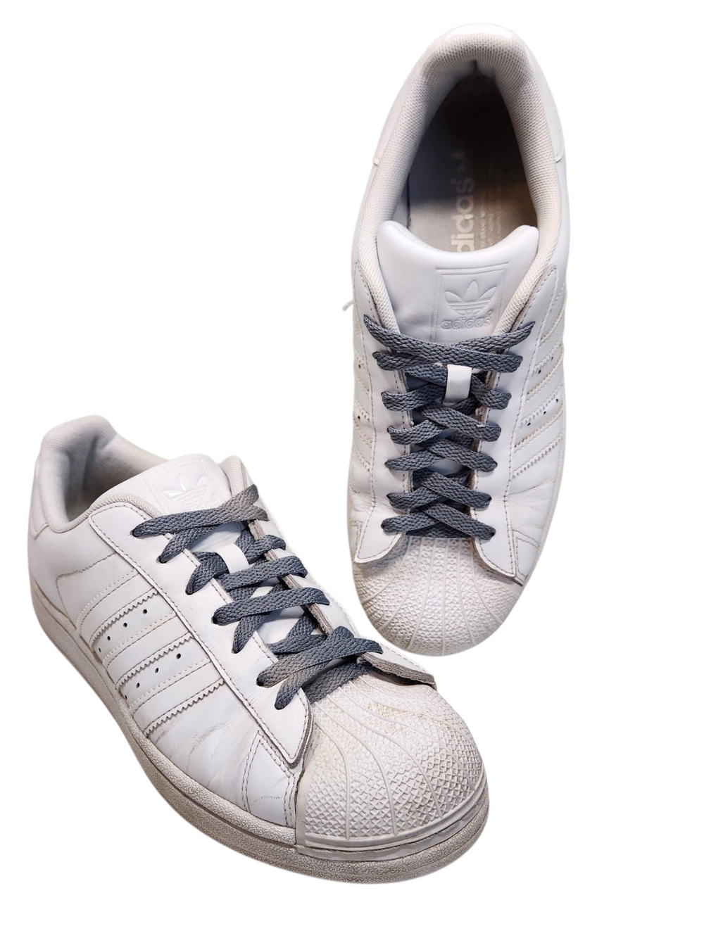 Adidas Superstar Sneakers Shoes White Leather Rubber Lace Up Men's Size 8.5